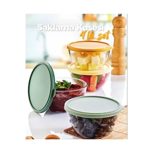 4 Adet Lüx Smart Kapaklı Kahvaltılık Kase Saklama Kabı Seti 400 Ml Akrilik