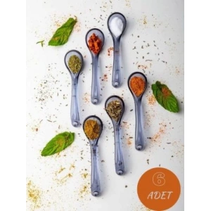 6 Adet Füme Servis ve Baharat Kaşığı - Kahvaltılık Bal Kaşığı Şeker Reçel Servis Kaşığı