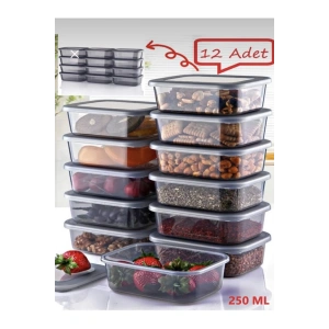 12 adet 250ml saklama kabı seti , kahvaltılık , bakliyat çerezlik meyve kapaklı baharat kutusu