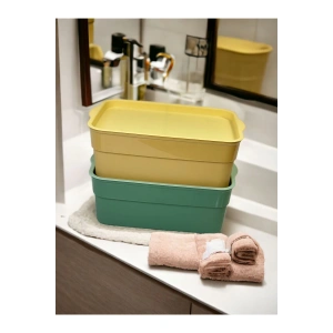 2 Adet 2,3 Litre Storage Mix Dolap Düzenleyici Kapaklı Kutu - Kıyafet Çorap Saklama Kutusu