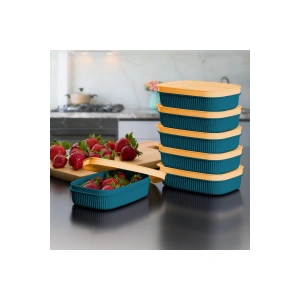 3 Adet  Özel Tasarım Kapaklı Shell Storage Box- Saklama Kabı - Kahvaltılık Seti - 600 ml - YEŞİL