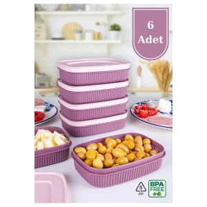 6 Adet  Özel Tasarım Kapaklı Shell Storage Box- Saklama Kabı - Kahvaltılık Seti - 600 ml - PEMBE