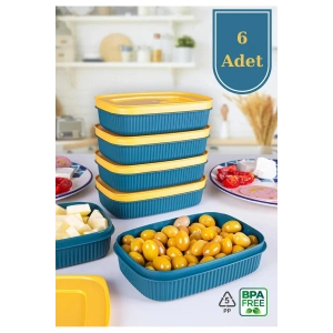 6 Adet  Özel Tasarım Kapaklı Shell Storage Box- Saklama Kabı - Kahvaltılık Seti - 600 ml - YEŞİL
