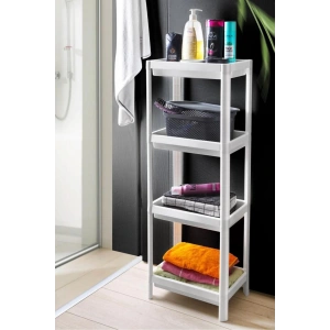 4 Katlı Banyo Raf Ünitesi Banyo Düzenleyici Şampuanlık Havluluk Dolap - Beyaz