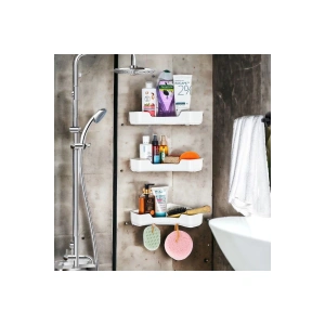 Yapışkanlı Banyo Rafı 3lü Banyo Düzenleyici, Duş Şampuanlık, Duşakabin Rafı Organizeri BEYAZ
