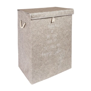 Gri Keçe Kapaklı Mega Kutu Çamaşır Sepeti Eşya Saklama Kutusu 55x41x30 Cm - ECOLUX