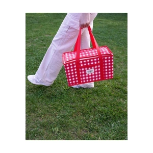 Termo Lüks Piknik Çantası Kırmızı Ekoseli 35 x 20 x 20 cm