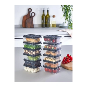 12 Adet Kapaklı Şeffaf Kahvaltı Seti / Saklama Kabı Set - ecolux