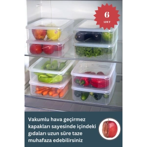 Vakumlu %100 Sızdırmaz 6 Adet 3,5 Lt Erzak Saklama Kabı