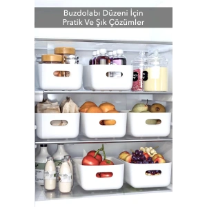 4 Adet ECO+ 3.5 Lt Dolap Içi, Buzdolabı Düzenleyici, Banyo, Mutfak Organizer BEYAZ 24cm16cm11cm