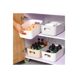 3.5 Lt Beyaz 4 Adet Düzenleyici Sepet, Saklama Kutusu, Banyo Ve Mutfak Organizer