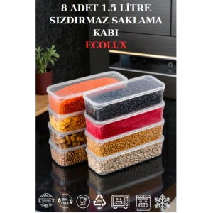 8 Adet 1,5 Litre %100 Sızdırmaz Hava Almaz Saklama Kabı Difriz Düzenleyici Buzdolabı Düzenleyici