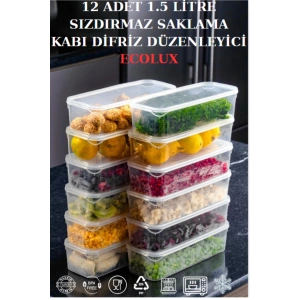 1,5 Litre 12 Adet Hava Almaz Saklama Kabı Difriz Düzenleyici Buzdolabı Düzenleyici - %100 Sızdırmaz
