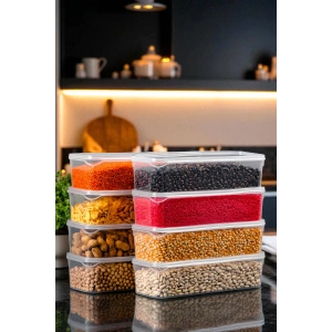1,5 Litre Sızdırmaz Saklama Kabı Dolap Düzenleyici Organizer - 8 ADET - 27cm 9,5 cm 7 cm