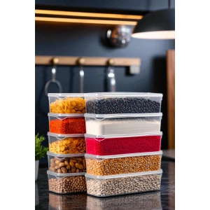 1,5 Litre Sızdırmaz Saklama Kabı Dolap Düzenleyici Organizer - 10 ADET - 27cm 9,5 cm 7 cm