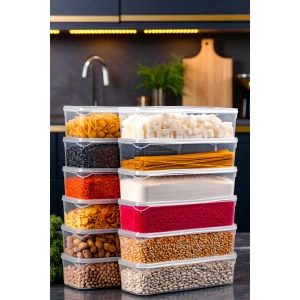 1,5 Litre Sızdırmaz Saklama Kabı Dolap Düzenleyici Organizer - 12 ADET - 27cm 9,5 cm 7 cm