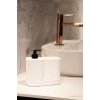 CREATİVE 3 PARÇA BANYO SETİ - SIVI SABUNLUK - DİŞ FIRÇALIK - SÜNGERLİK HAZNELİ STANTLI BEYAZ