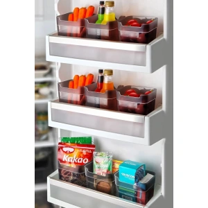 Büyük Boy 6lı Çok Amaçlı Buzdolabı Kapak Içi Düzenleyici Kutu Çok Amaçlı Organizer 0,95ml Antrasit