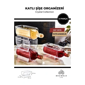 Kat Kat Istiflenebilir Şeffaf Şişe Organizeri Içecek Düzenleyici 4 Parça - Crystal Collection