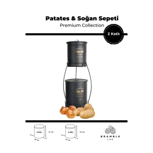 2 Katlı Lüx Ferforje Metal Patates Soğan Sepeti - Sebzelik - Patates Soğanlık Sepeti