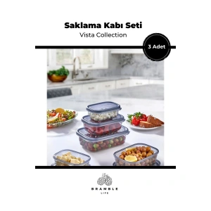 3lü Dikdörtgen Sızdırmaz Erzak Ve Gıda Saklama Kabı