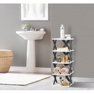 5 Katlı Banyo Salon Mutfak Oda Düzenleyici Pratik Demonte Raf Ünitesi ANTRASİT