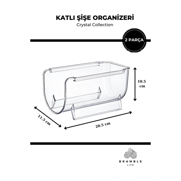 Kat Kat Istiflenebilir Şeffaf Şişe Organizeri Içecek Düzenleyici 2 Parça - Crystal Collection