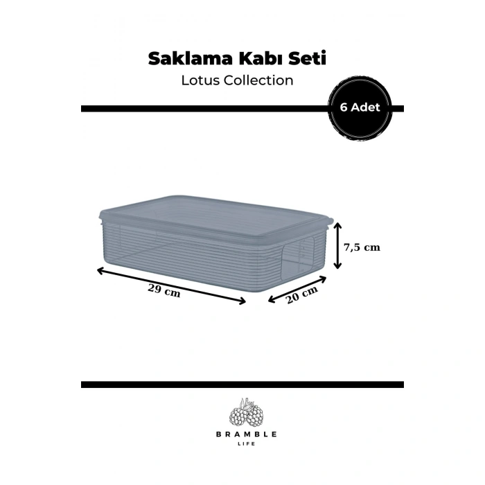 6 Parça 3,5 Lt Sızdırmaz Saklama Kabı Seti - Lotus Collection