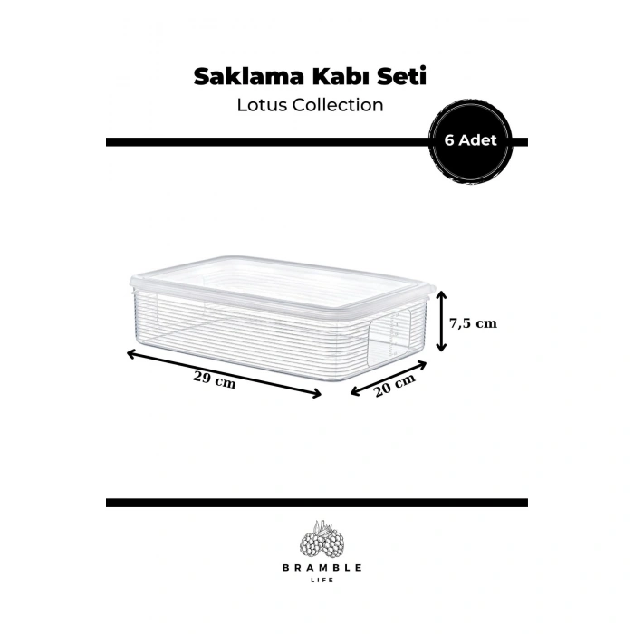 6 Parça 3,5 Lt Sızdırmaz Saklama Kabı Seti - Lotus Collection