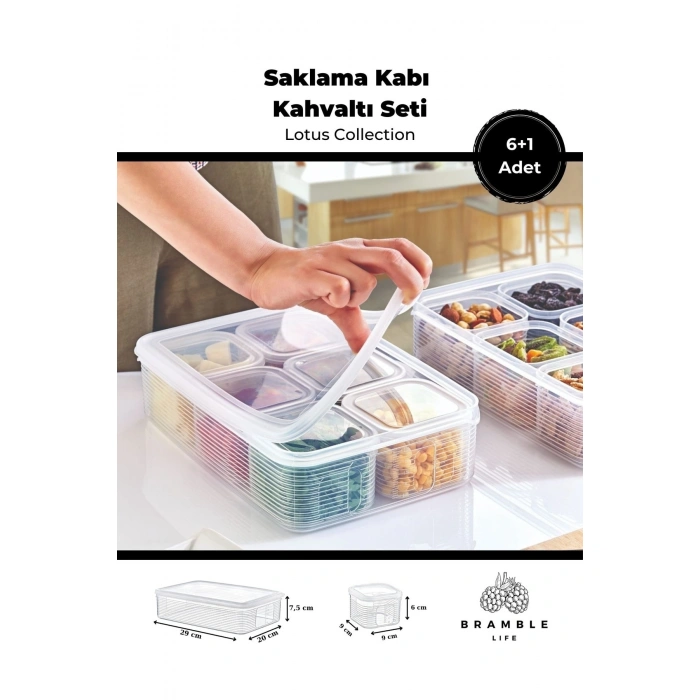 7 Parça Sızdırmaz Şeffaf Saklama Kabı Kahvaltılık Çerezlik Baharatlık Set - Lotus Collection