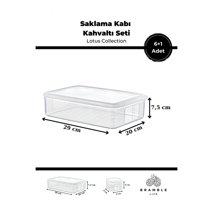 7 Parça Sızdırmaz Şeffaf Saklama Kabı Kahvaltılık Çerezlik Baharatlık Set - Lotus Collection