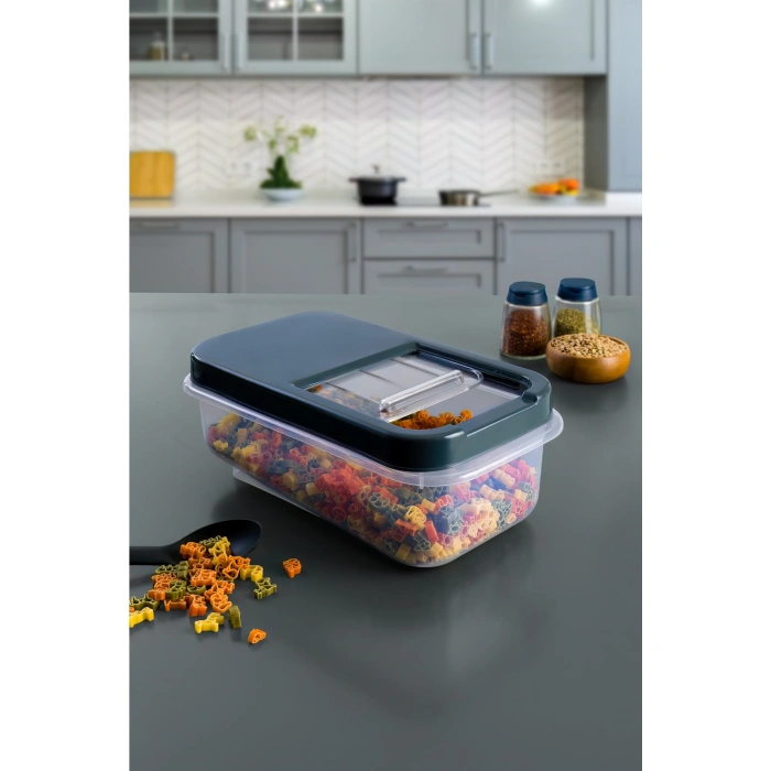 Kayar Kapaklı Çok Amaçlı Siyah Erzak Bakliyat Baharat Un Deterjan Saklama Kabı-multibox 3 X 5 Lt