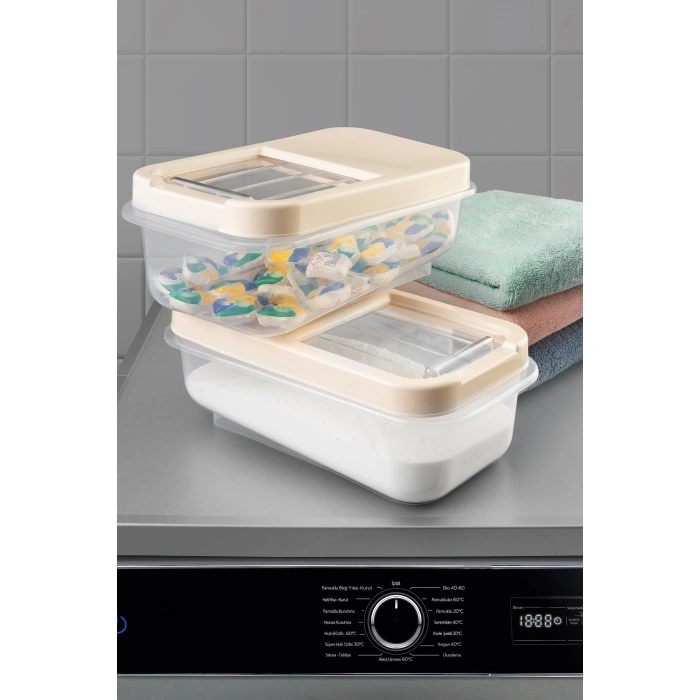 Kayar Kapaklı Çok Amaçlı Beyaz Erzak Bakliyat Baharat Un Deterjan Saklama Kabı Multibox 3x5lt Beyaz