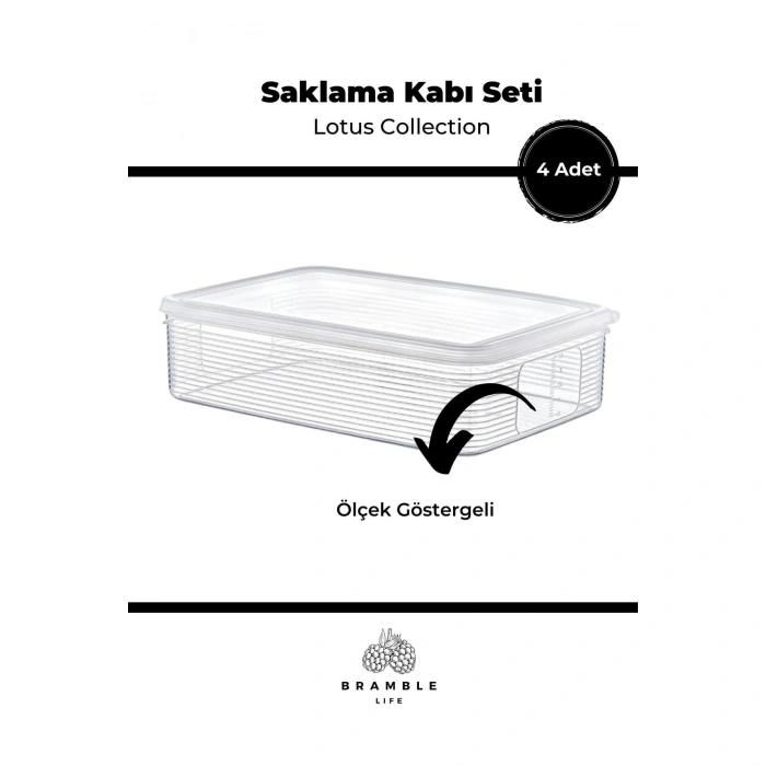 4 Parça 3,5 Lt Sızdırmaz Saklama Kabı Seti - Lotus Collection Bl-k1481