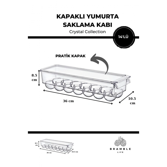 Kapaklı Yumurta Saklama Kabı Dolap Içi Şeffaf Organizer Yumurtalık