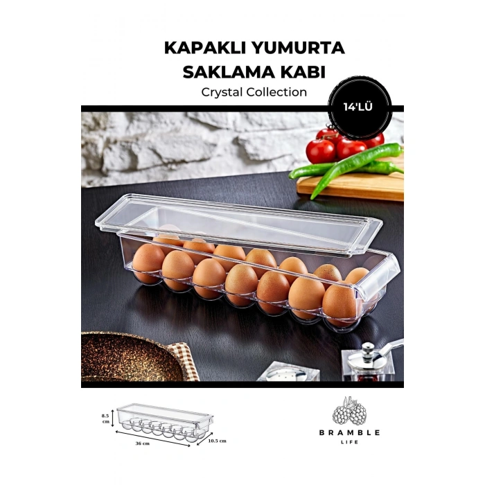 Kapaklı Yumurta Saklama Kabı Dolap Içi Şeffaf Organizer Yumurtalık - Crystal Collection