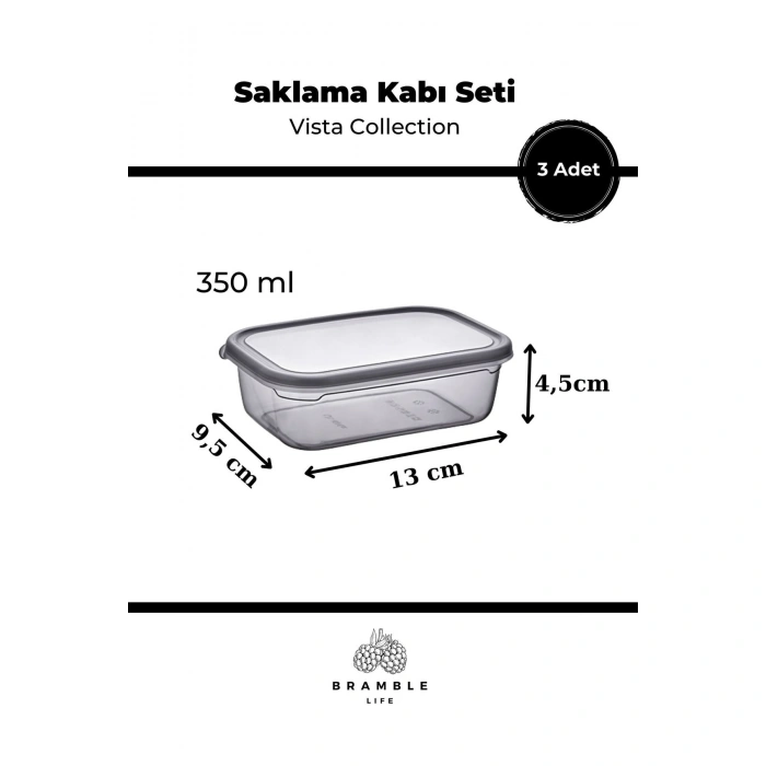 3lü Dikdörtgen Sızdırmaz Erzak Ve Gıda Saklama Kabı
