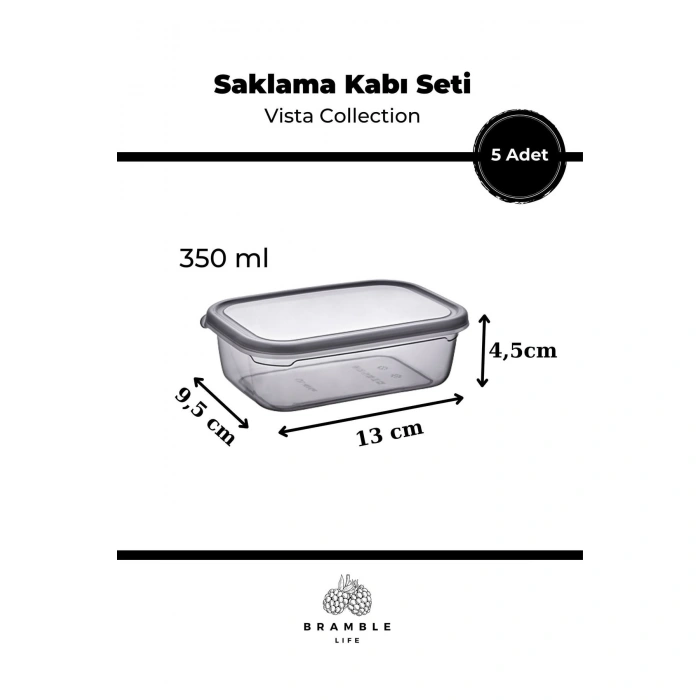 5li Dikdörtgen Sızdırmaz Erzak Ve Gıda Saklama Kabı - Vista Collection