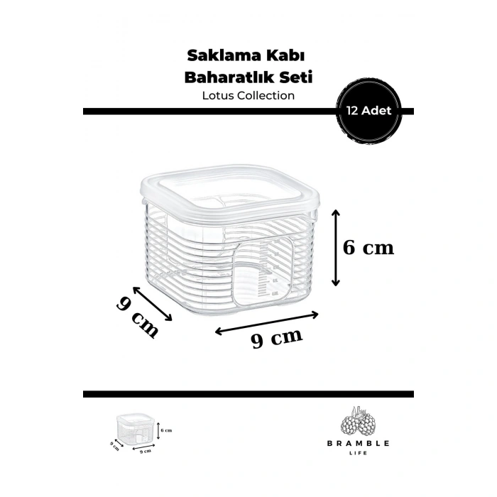 12 Parça 350 Ml Sızdırmaz Saklama Kabı Kahvaltılık Çerezlik Baharatlık Set - Lotus Collection