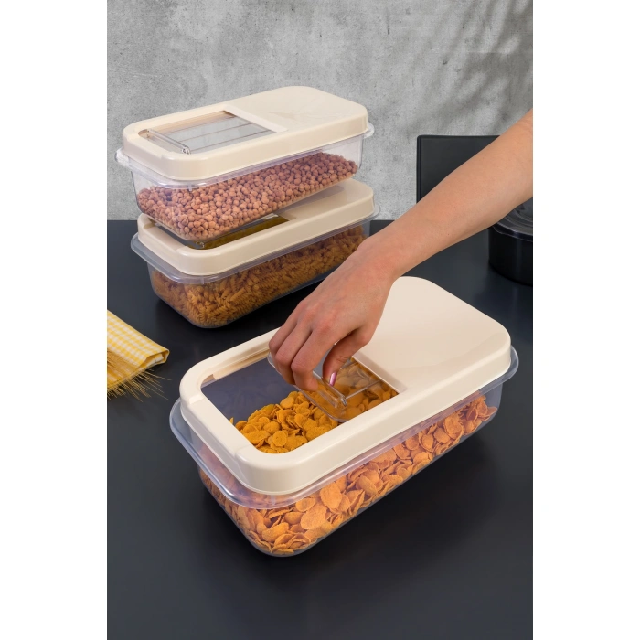 Kayar Kapaklı Çok Amaçlı Beyaz Erzak Bakliyat Baharat Un Deterjan Saklama Kabı Multibox 2 X 5 Lt Byz