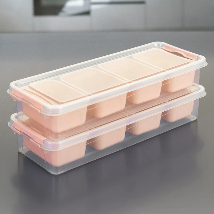 Maxi Lüx 4 Bölmeli Kapaklı Kahvaltı Seti X 3 ADET - PEMBE