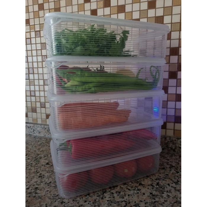 10 Adet Büyük Boy Dikdörtgen Erzak Saklama Kabı Seti 3,5 Lt - ŞEFFAF - Difriz ve Mikrodalga