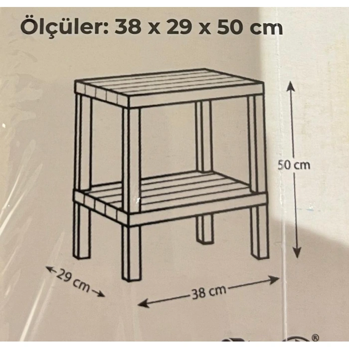 Ombeg Dekoratif (düz ) 2 Katlı Plastik Çok Amaçlı Banyo Düzenleyici Saksılık Kitaplık BEYAZ