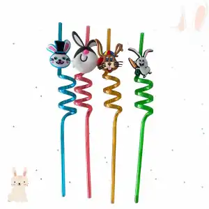 Figürlü Çocuk Kıvırcık Pipet 4lü