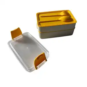 İki Bölmeli Pratik Beslenme Kabı Seti - Krem