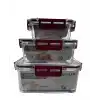 3lü Set Dikdörtgen Kilitli Saklama Kabı - 1700 ML- 900 ML - 375 ML