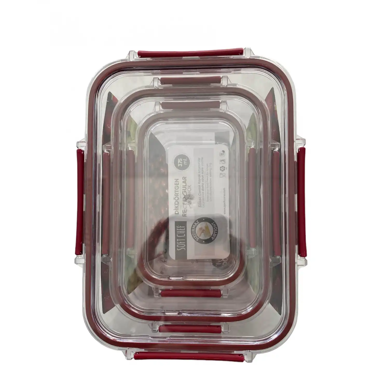 3lü Set Dikdörtgen Kilitli Saklama Kabı - 1700 ML- 900 ML - 375 ML