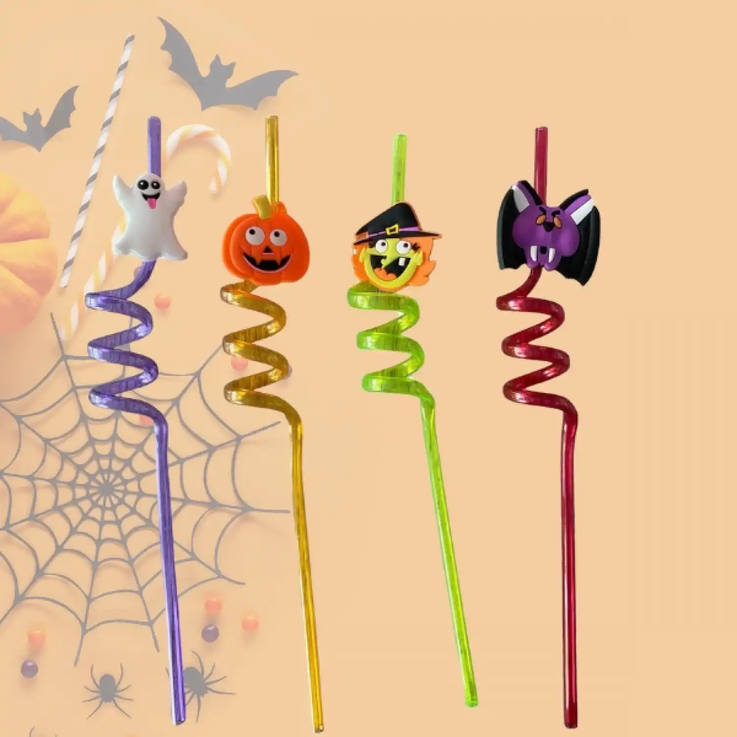 Figürlü Çocuk Kıvırcık Pipet 4lü