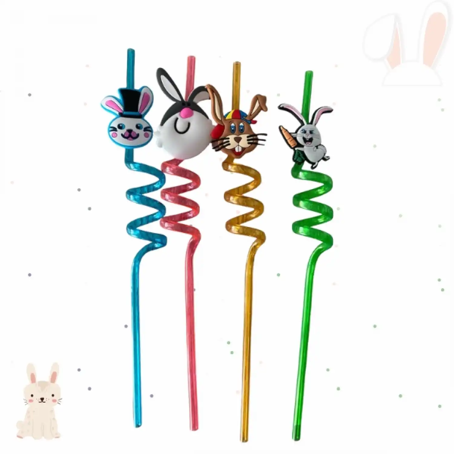 Figürlü Çocuk Kıvırcık Pipet 4lü