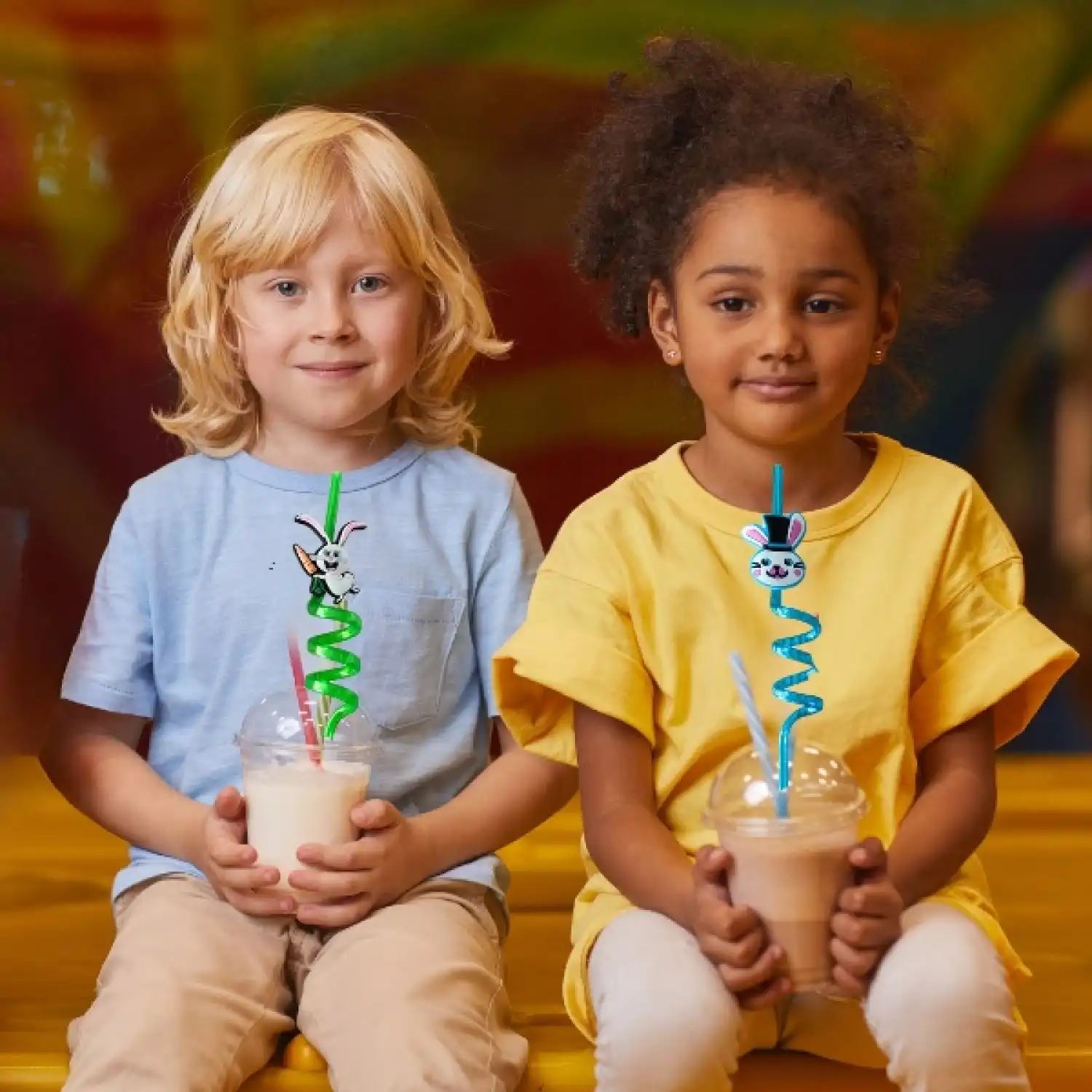 Figürlü Çocuk Kıvırcık Pipet 4lü